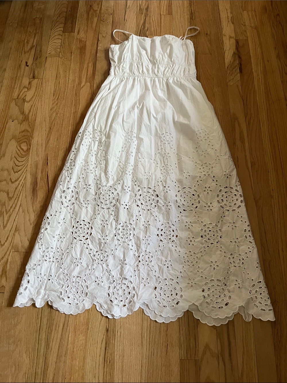 Madewell White Eyelet Maxi Sundress with Scalloped Cutwork
